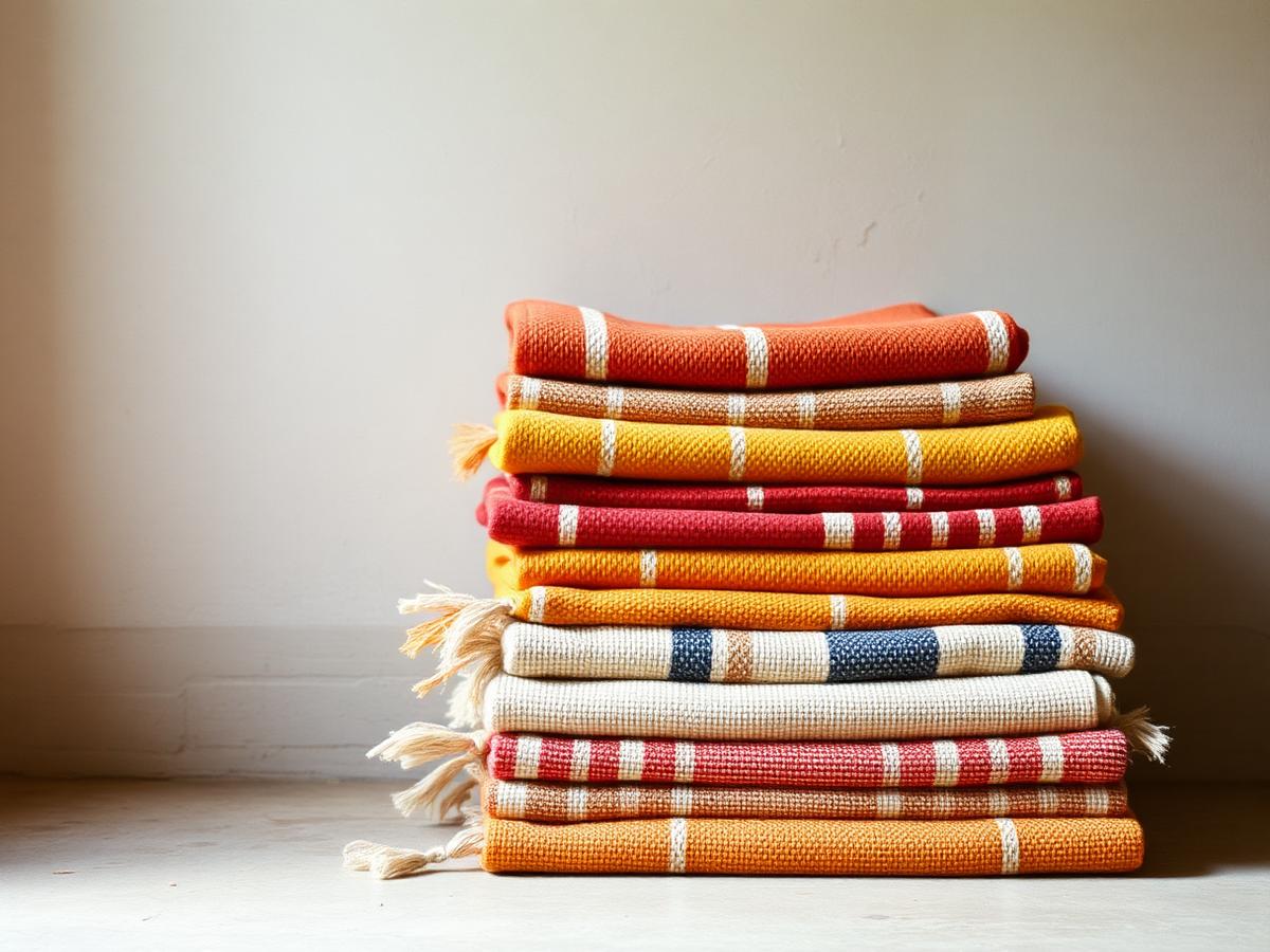 Tapis de laine pliés